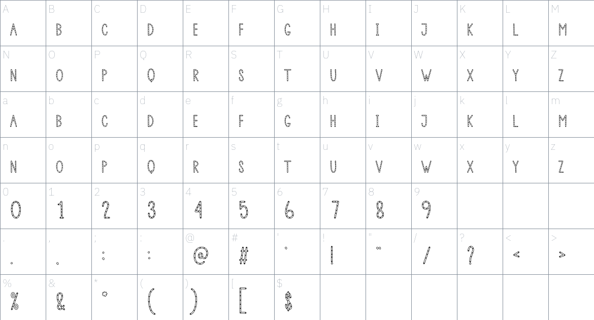 Star Out font Character Map