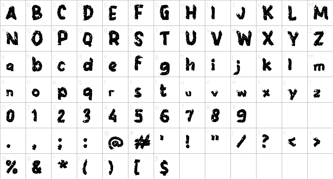 i Icefrost font Character Map