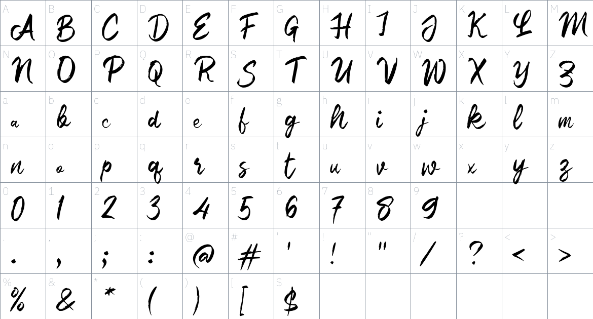 i Ilmu Script font Character Map