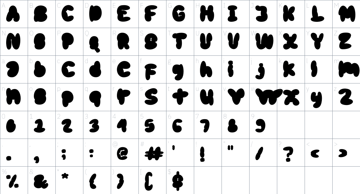 Scrouble font Character Map