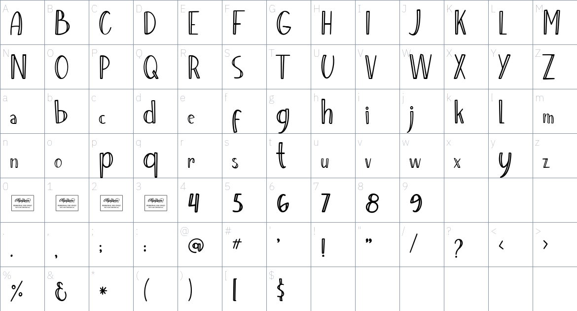 Perfect Christmas font Character Map