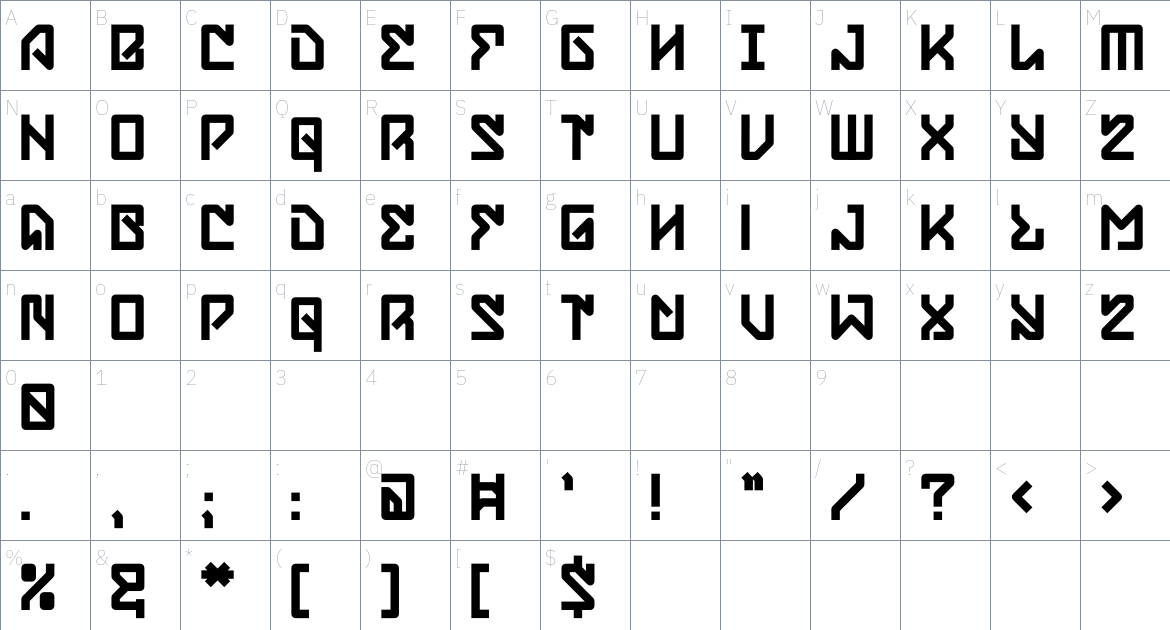 Synthetix font Character Map