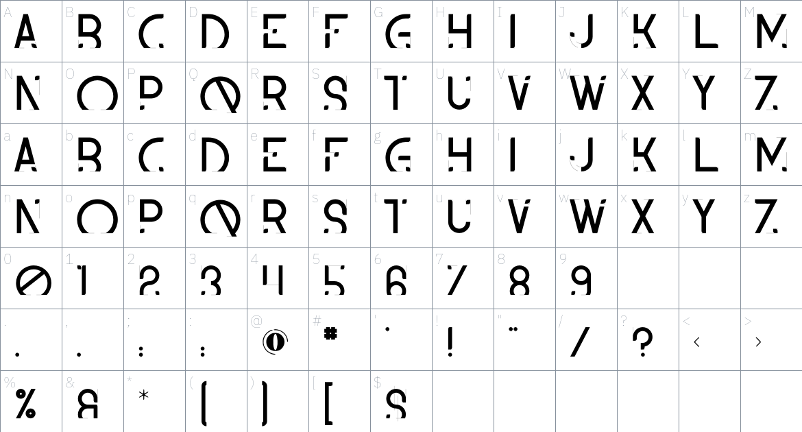 Keira font Character Map