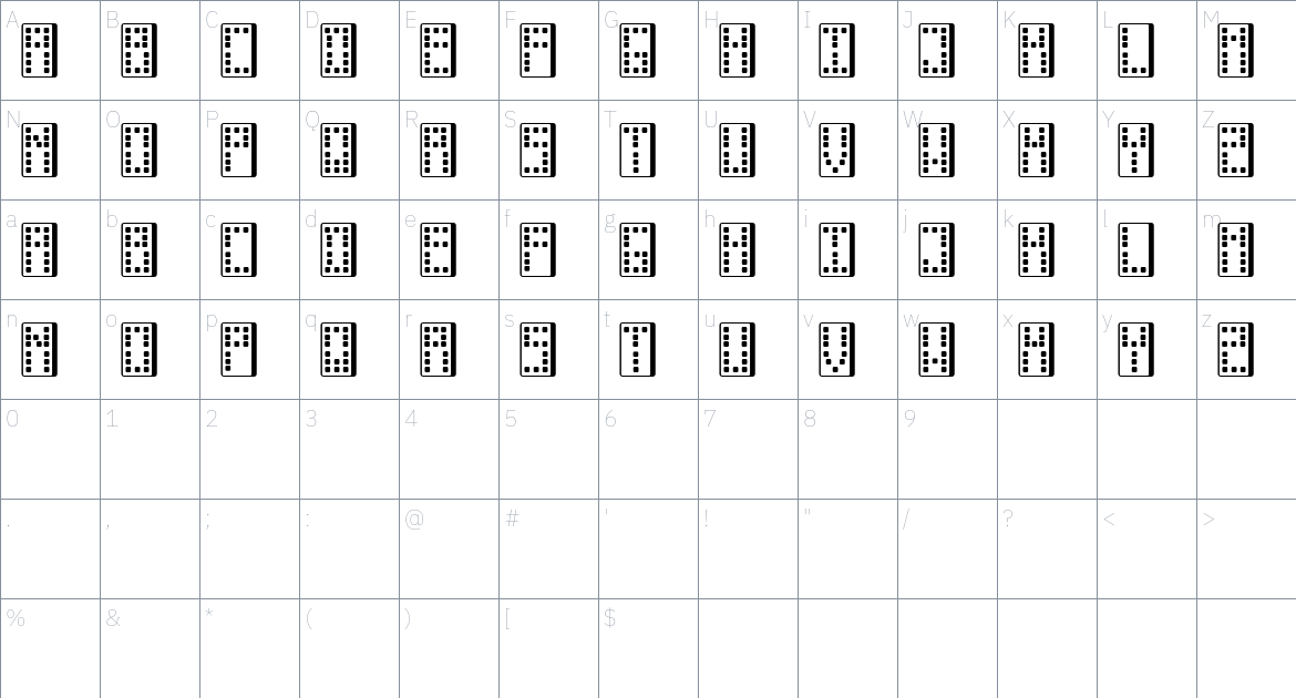 Domino font Character Map