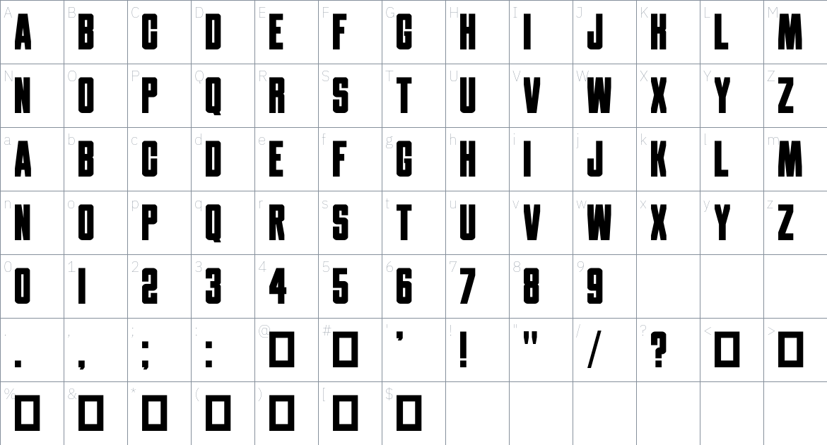 Obrazec 2.0 Font font Character Map