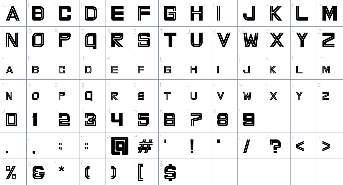 Armygedon font Character Map