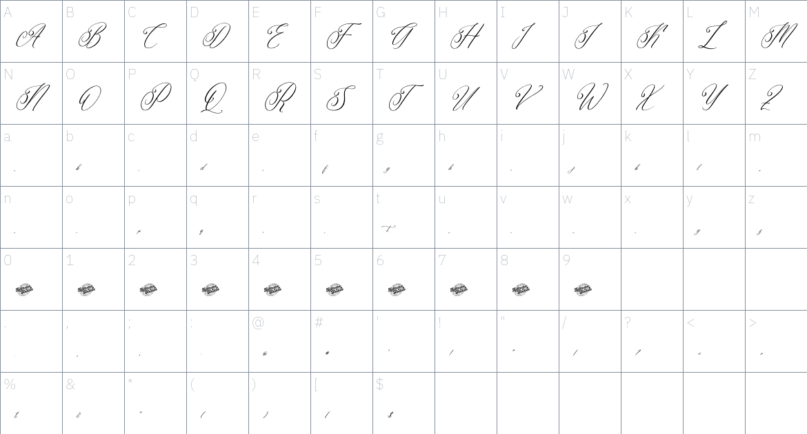 Mangithera Bountifulie font Character Map