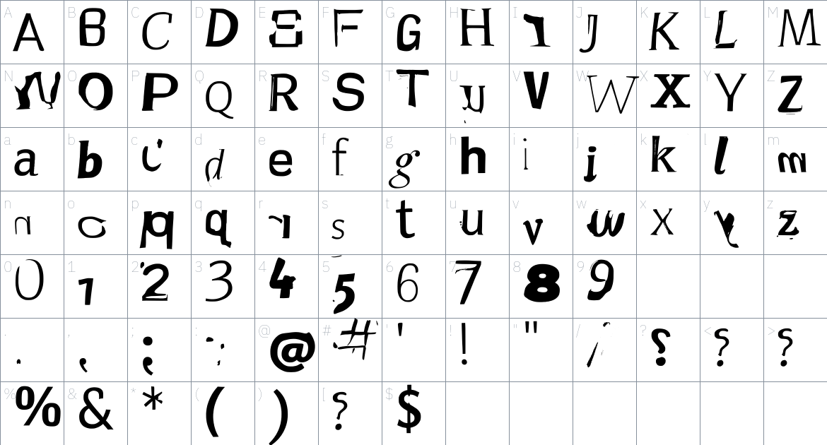 Machine Learning Font font Character Map