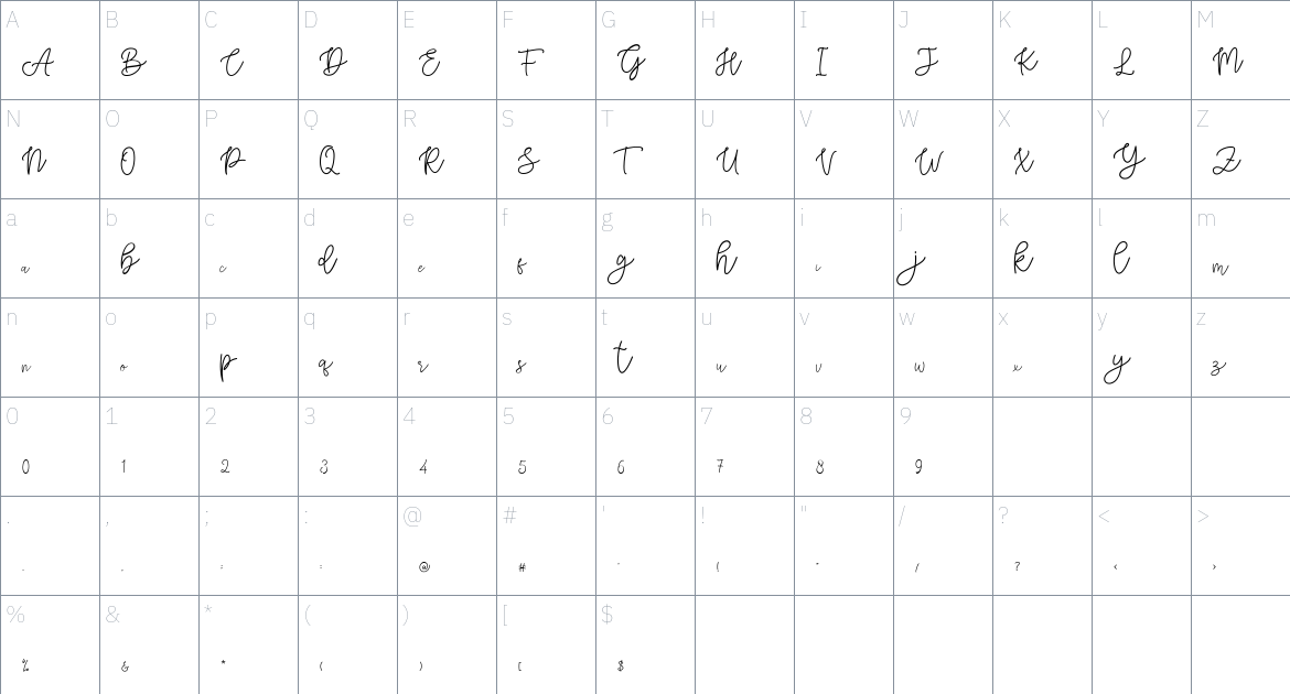 Cattoms Cute Font font Character Map