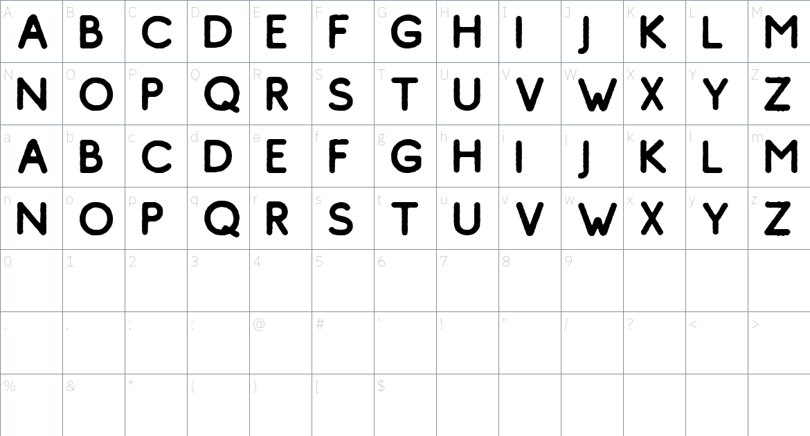 Comodo font Character Map