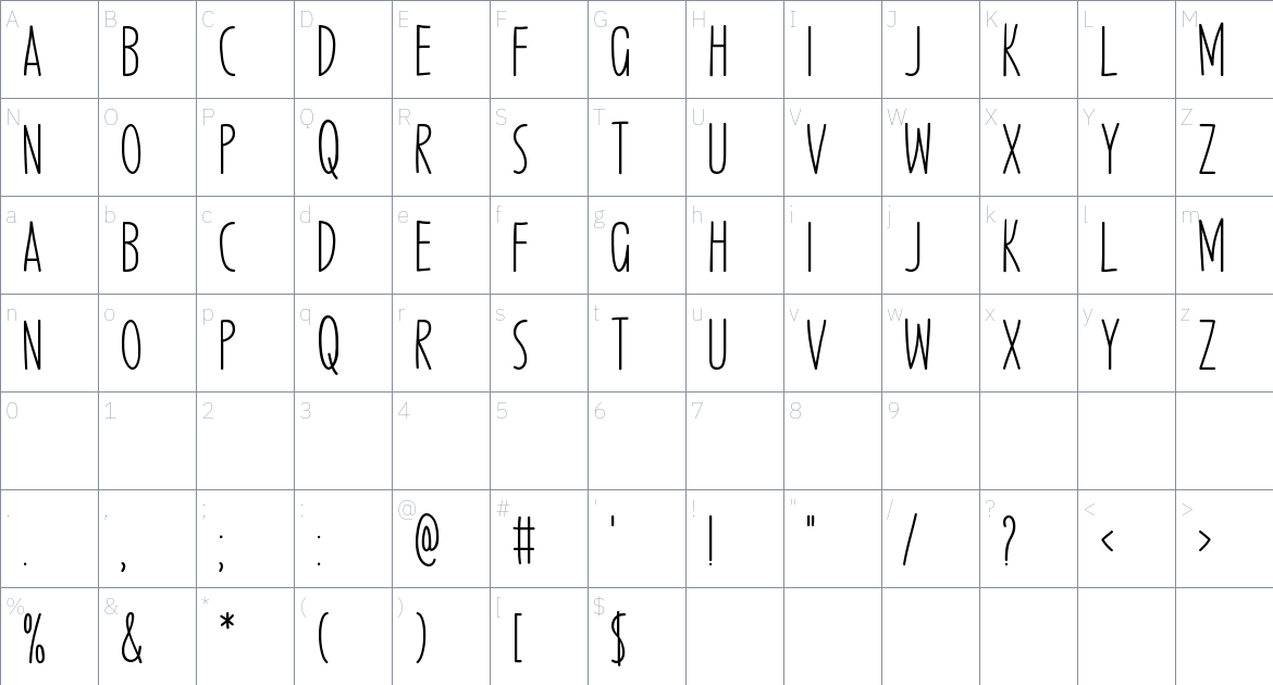 Loving Moment font Character Map