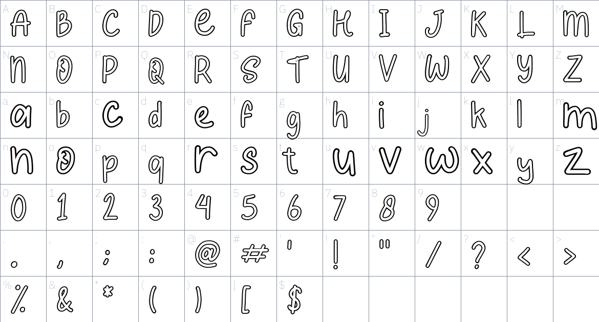 Summer Letter font Character Map