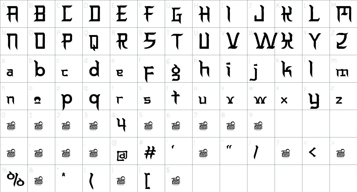 Kimyonja font Character Map