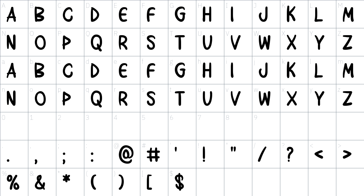 Next Time font Character Map