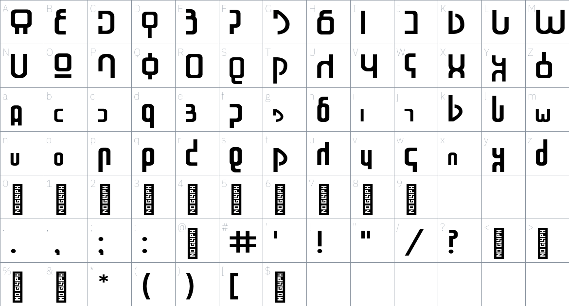 Nital Neue Font font Character Map