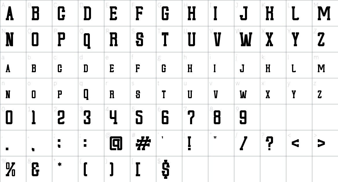 Budi Mose font Character Map