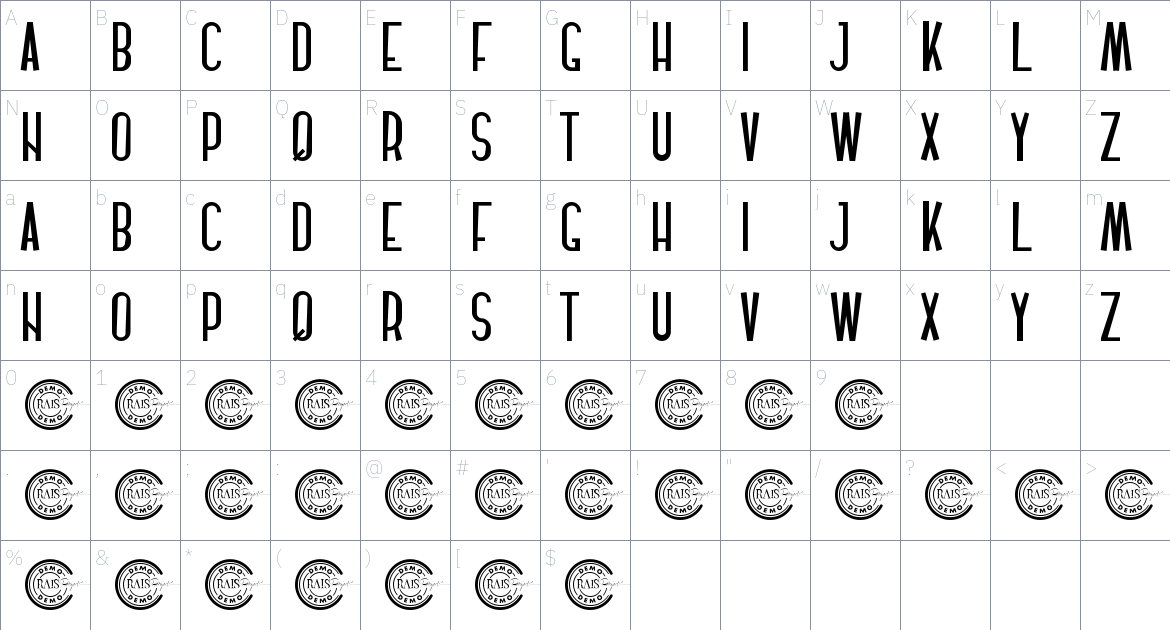 Haiterbach font Character Map