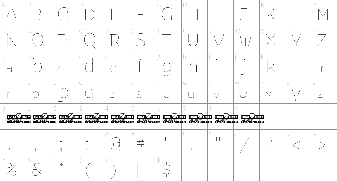 Bakemono Typeface font Character Map