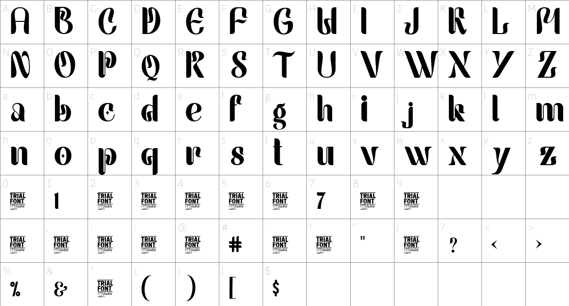 Challenge Conditions font Character Map