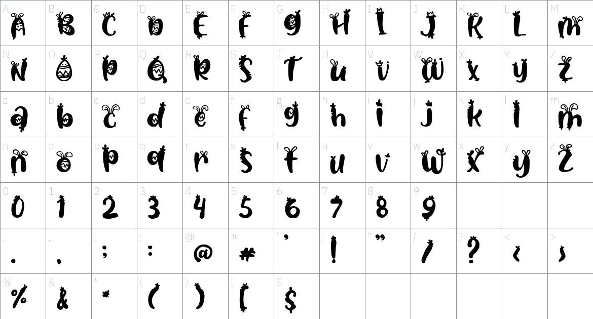 Little Bunny font Character Map