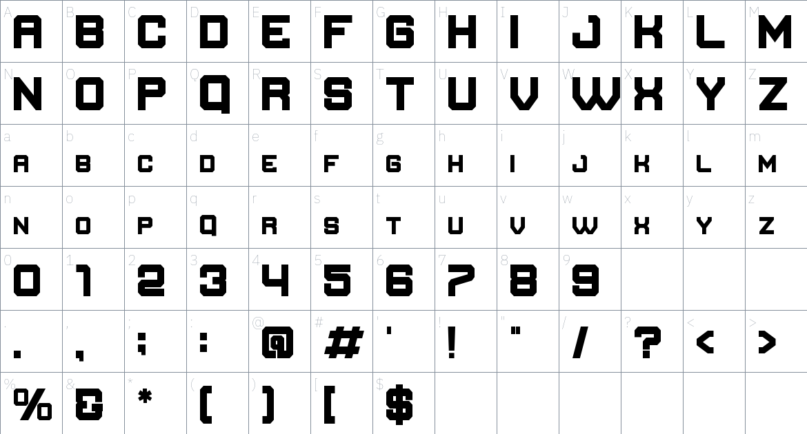 Esportiva font Character Map