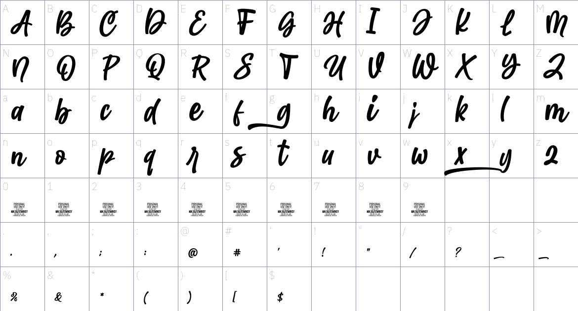 Starkey Font font Character Map