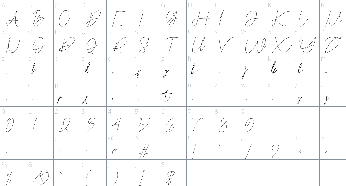 Morthaky font Character Map