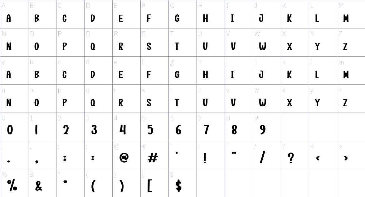 Healthy Food font Character Map