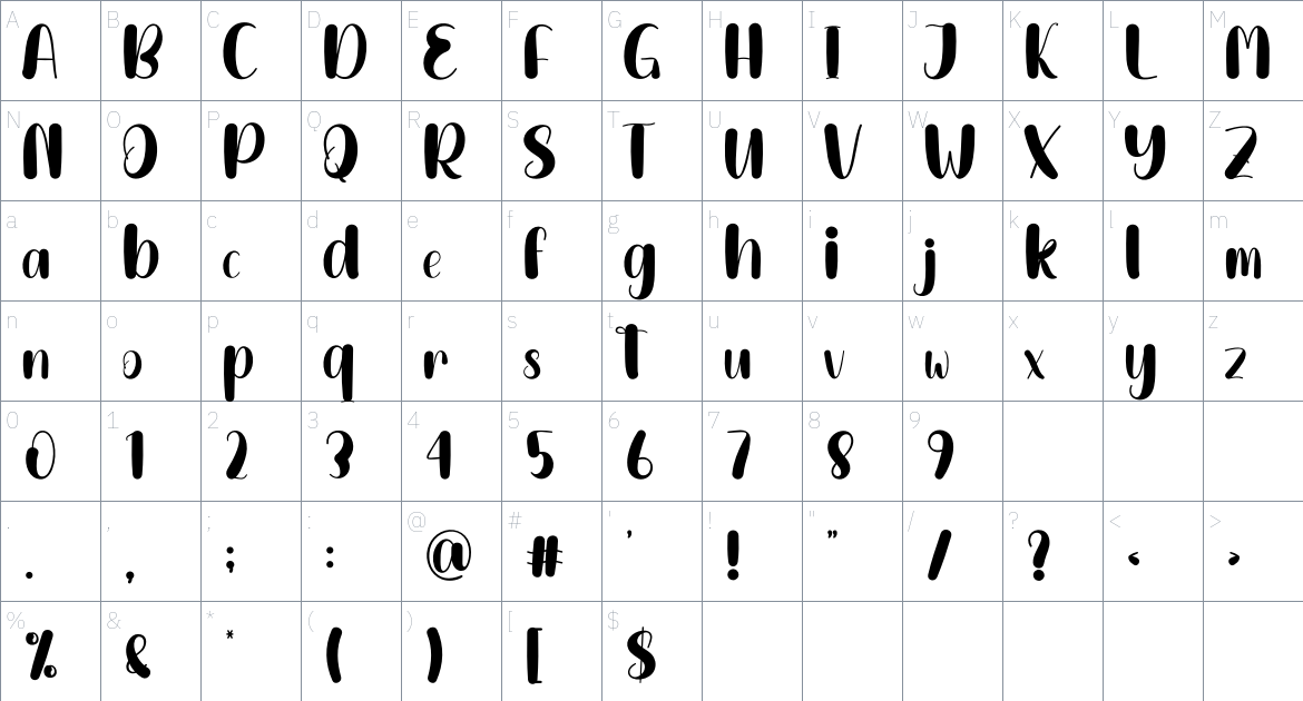 Snowkids font Character Map