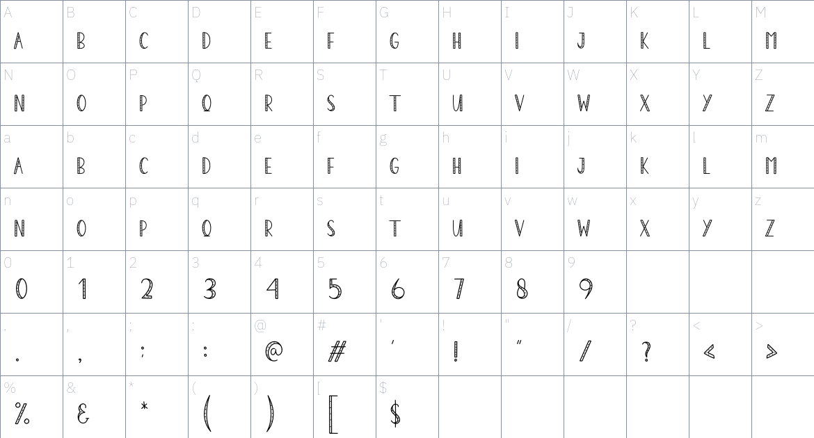 Humble Request font Character Map