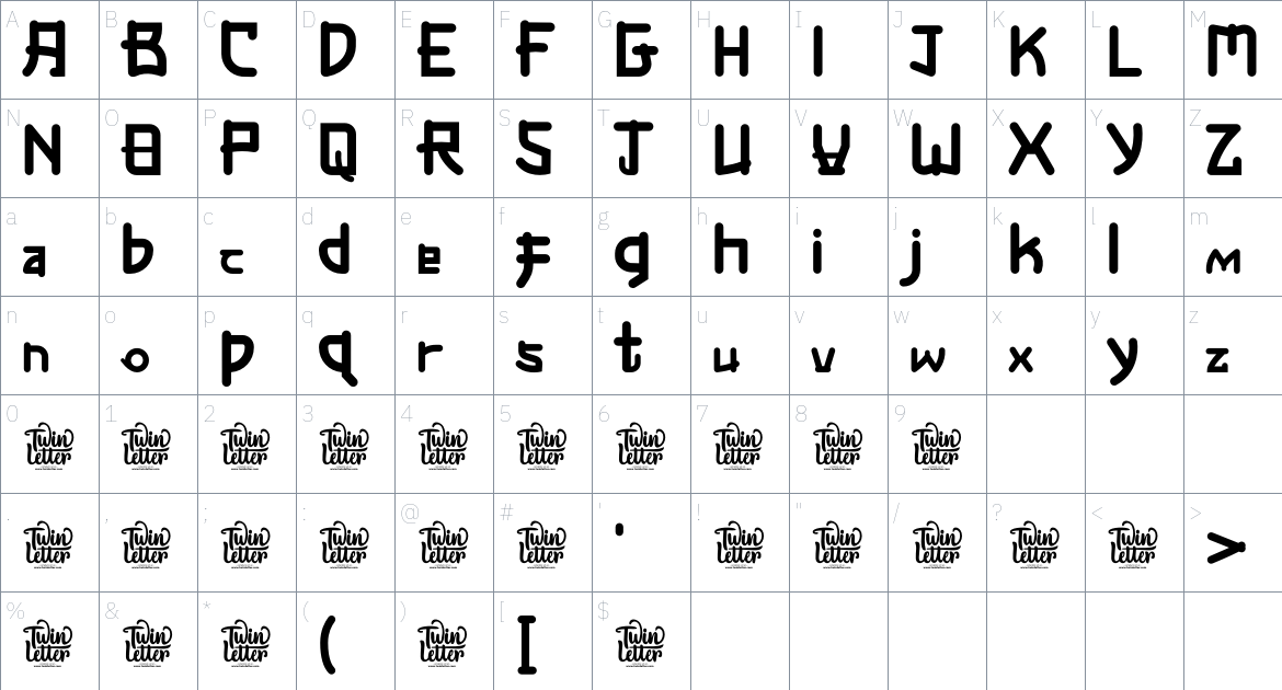 Nesuka font Character Map