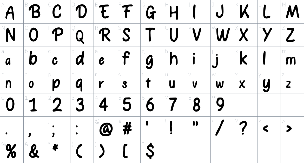 Hoppin font Character Map