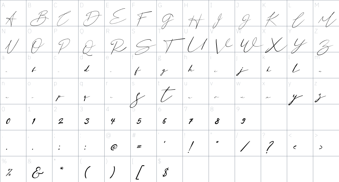 Basstian Font font Character Map