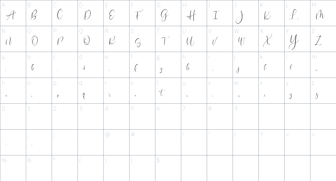 Marchgold font Character Map