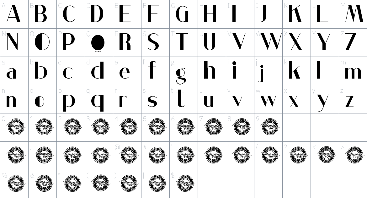 Low Magnetic font Character Map