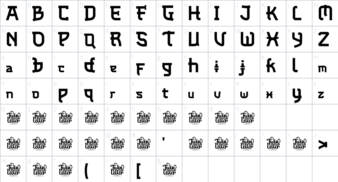 Mixiwa font Character Map