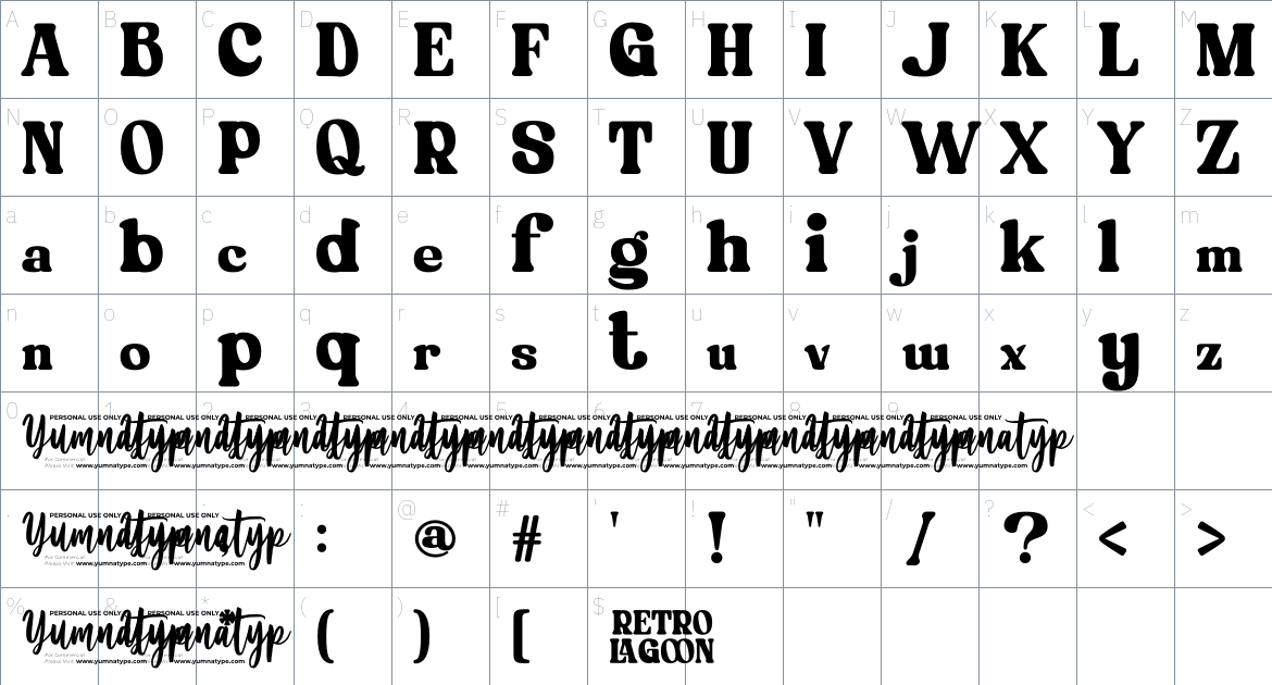 Retro Lagoon font Character Map