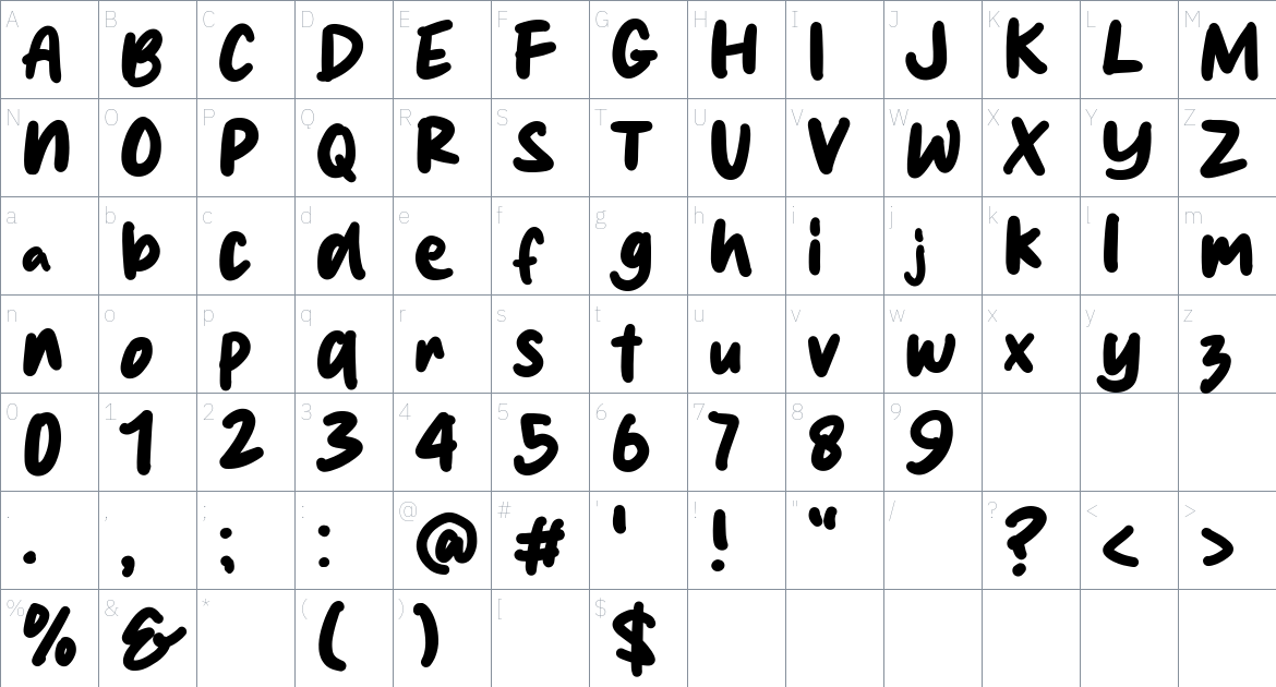 Smash Font font Character Map