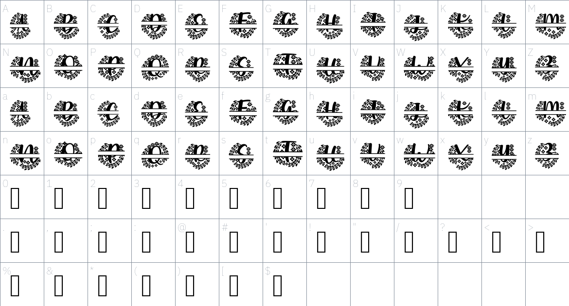 Split font Character Map