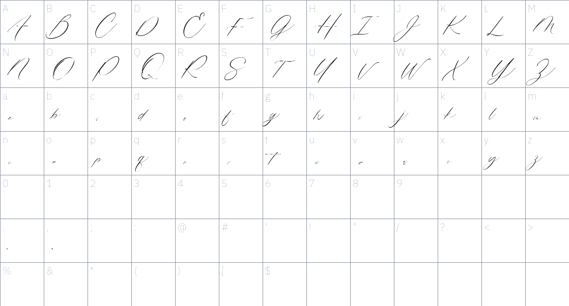 Kalyntha font Character Map