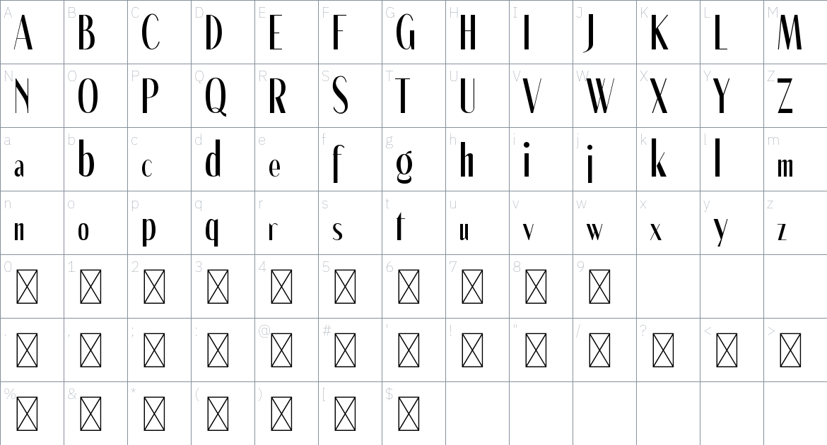 Hegmes font Character Map