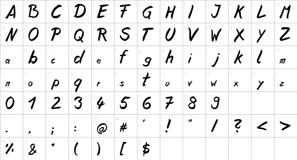 Nekophilia font Character Map