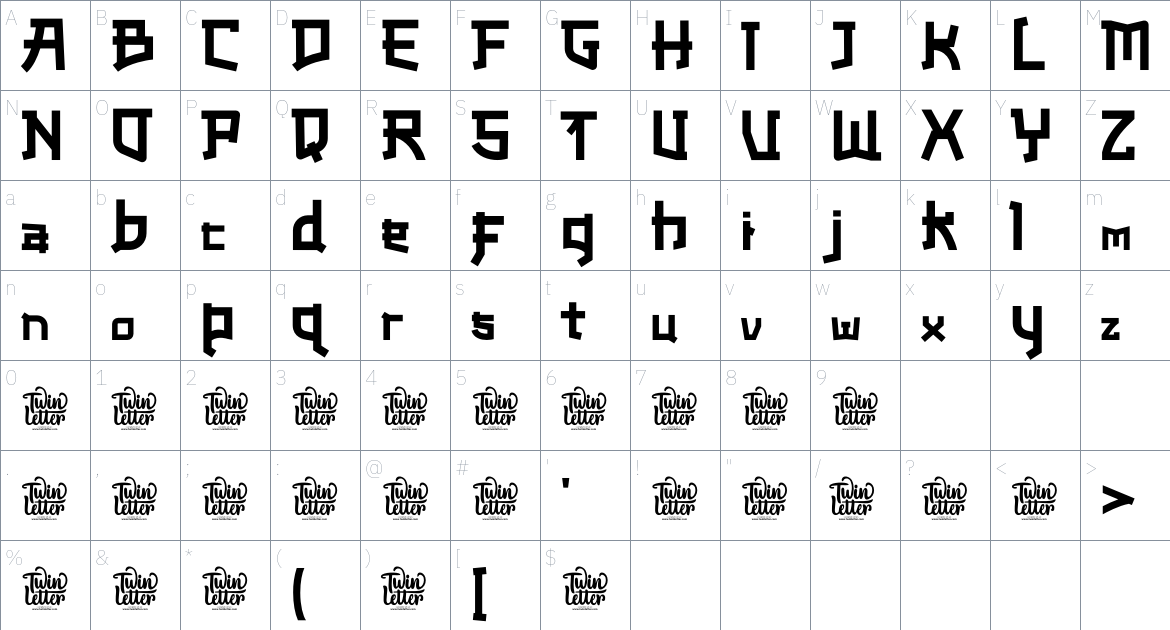 Akisa font Character Map