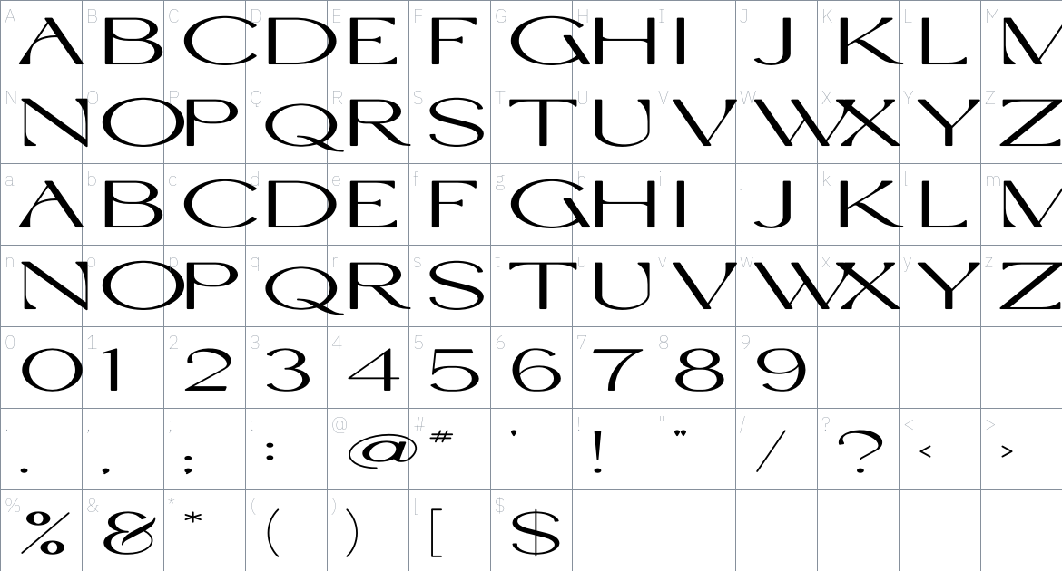 Althaea font Character Map