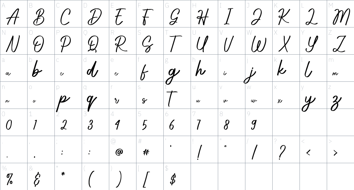 Monalisa Font font Character Map