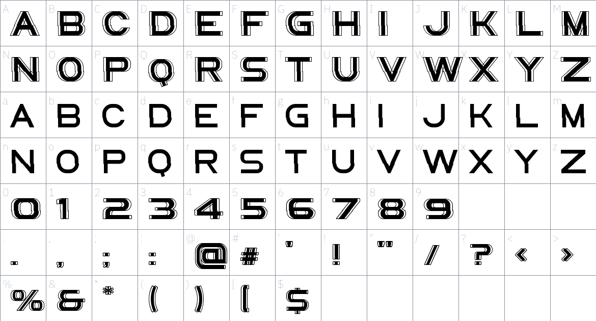 Danzone font Character Map