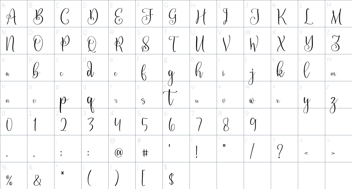 Constaince Matequeen font Character Map