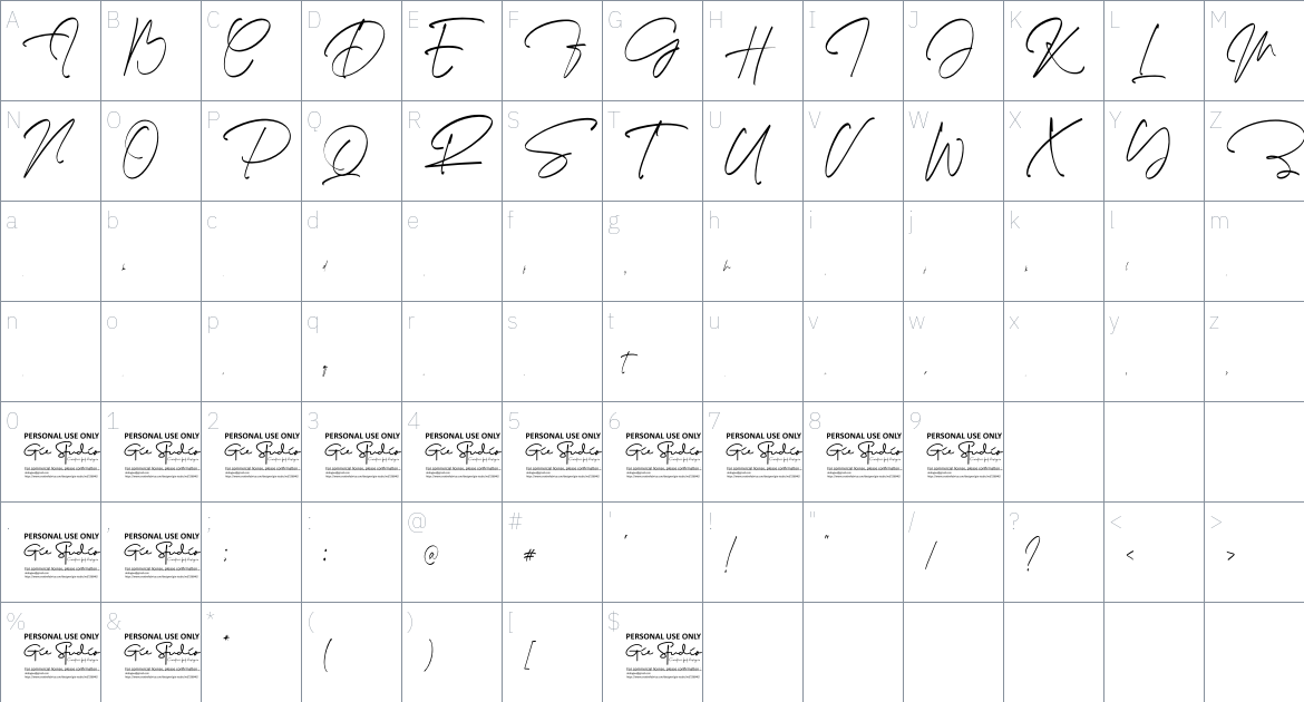 Penthagon font Character Map