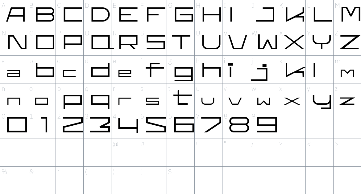 Ff Moon font Character Map