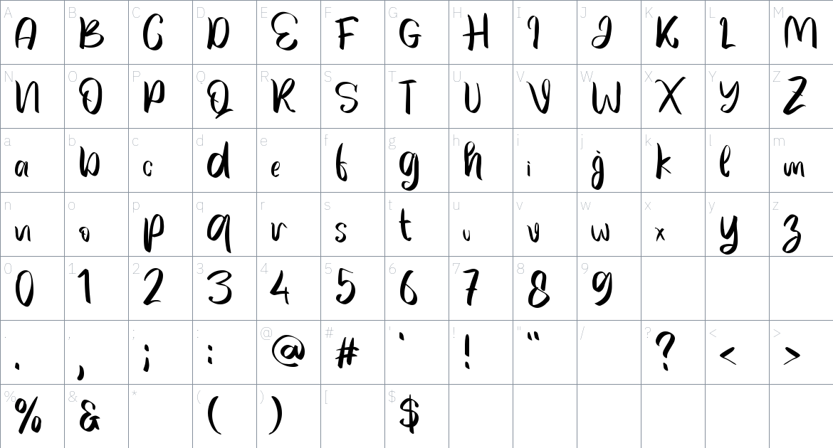 Black Armor font Character Map